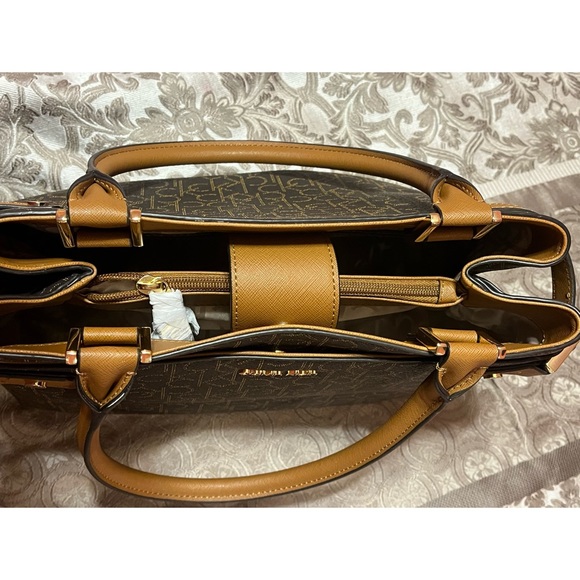 Calvin Klein Signature Satchel Purse Brown - Picture 4 of 7